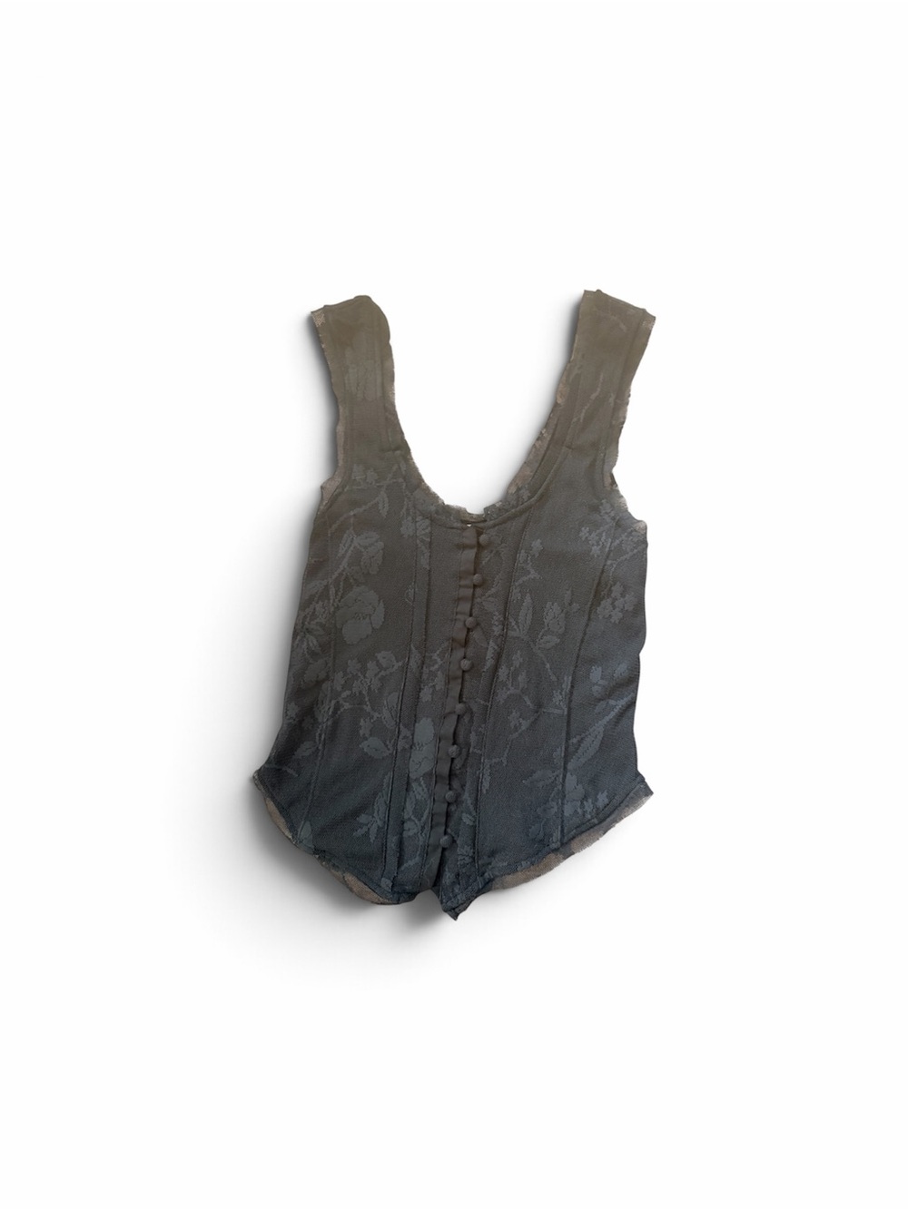Free People Black Floral Lace Top Size S